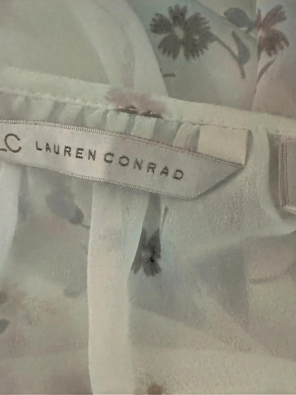 LC Lauren Conrad Cream Floral Peasant Blouse